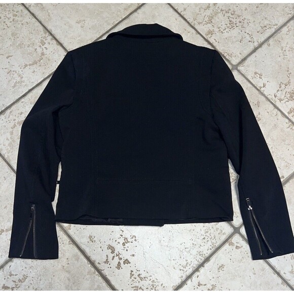 Banana Republic Moto Jacket Womens 12 Black Long Sleeve Pockets Collar Side Zip - Picture 3 of 7